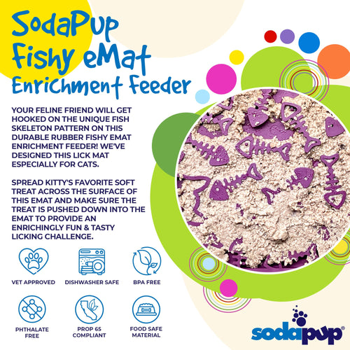 SodaPup Fishy Design Emat Enrichment Lick Mat (Small 5” X 7” X 0.25” thick)