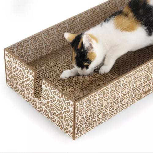 Petlinks Scratcher's Choice+ Bed Box & Refills Reversible Corrugate Cat Scratch Blocks & Cat Bed with Catnip Infusion Technology, 2 count Scratch Blocks (Extra Large)