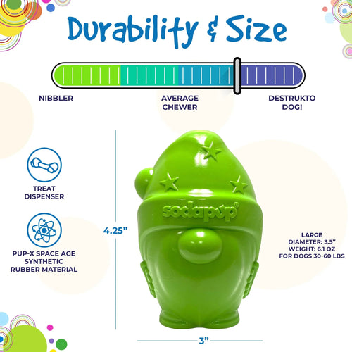 SodaPup Gnome Durable PUP-X Rubber eDispenser Chew Toy & Treat Dispenser