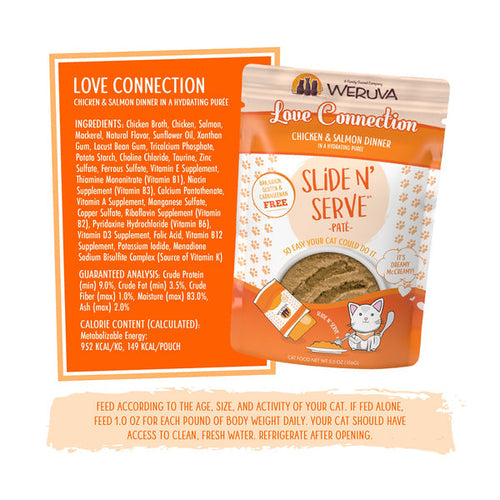 Weruva Slide N’ Serve Love Connection Chicken & Salmon Dinner in a Hydrating Purée Wet Cat Food (2.8 Oz - 12pk)