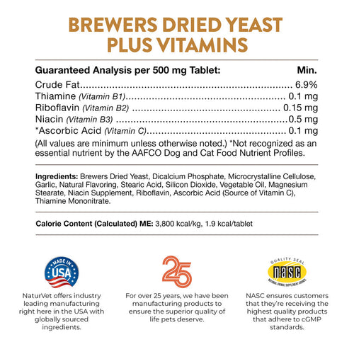 NaturVet Brewers Dried Yeast Formula with Garlic Flavoring Plus Vitamins