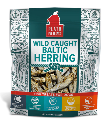 Plato Wild Caught Baltic Herring Dog Treats (3 oz)