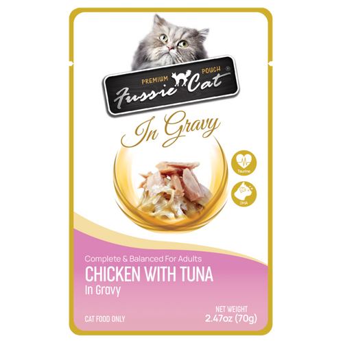 Fussie Cat Chicken with Tuna in Gravy Cat Food (2.47 oz (70g) Pouch)