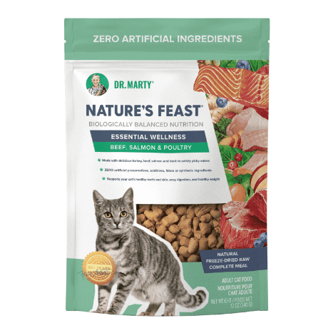 Dr. Marty Nature's Feast Essential Wellness Beef, Salmon and Poultry Freeze Dried Raw Cat Food (12-oz)