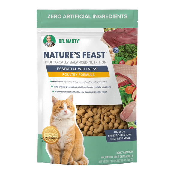 Dr. Marty Nature's Nature’s Feast Essential Wellness Poultry Premium Freeze-Dried Raw Cat Food (12-oz)