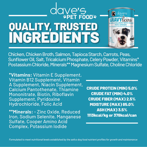 Dave's Pet Food Gravylicious Chicken & Salmon with Veggies Paté Dinner For Dogs