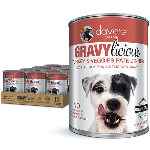 Dave's Gravylicious Turkey & Veggies Pate Dinner For Dogs (12 oz)