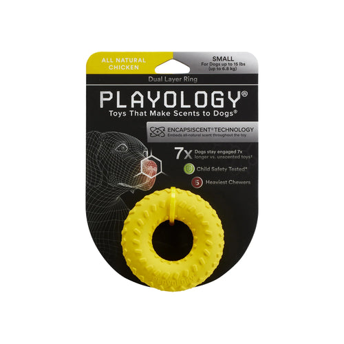 Playology Dual Layer Ring Dog Toy (Chicken Scent, Medium)