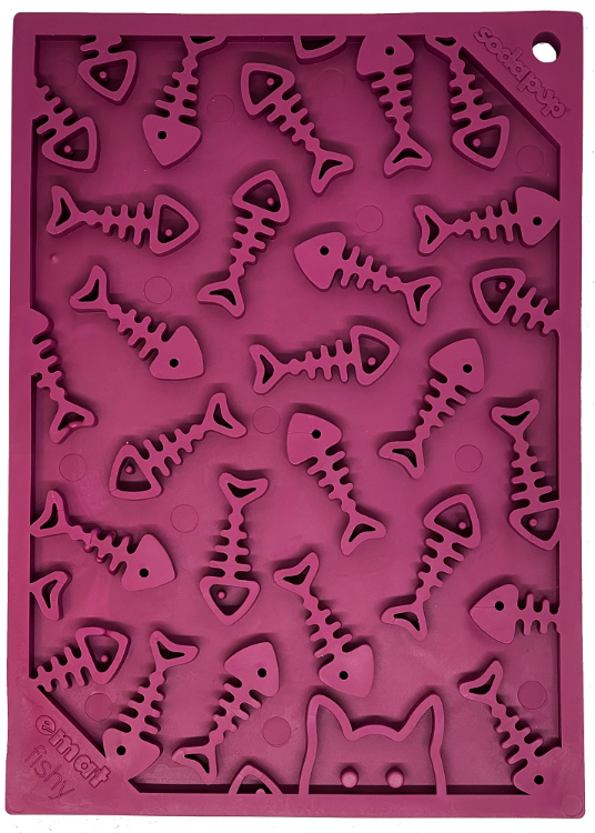 SodaPup Fishy Design Emat Enrichment Lick Mat (Small 5” X 7” X 0.25” thick)