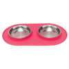 Messy Mutts Double Silicone Cat Feeder with Stainless Saucer Shaped Bowl