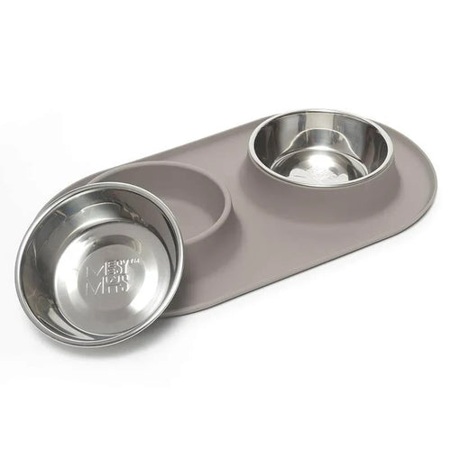 Messy Mutts Double Silicone Dog Feeder with Stainless Bowls