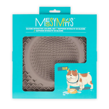 Messy Mutts Therapeutic Dog Lick Bowl Mat, Interactive Dog Feeder (10 x 10, Grey)