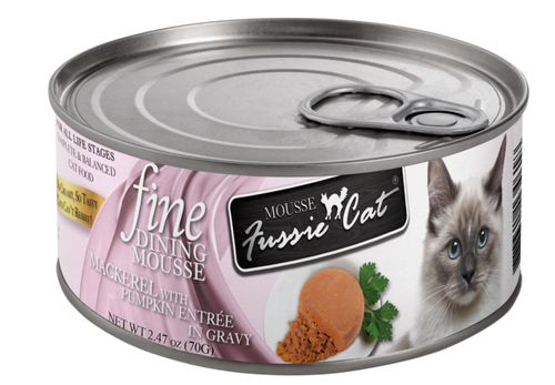 Fussie Cat Fine Dining - Mousse Mackerel with Pumpkin Entree in Gravy Canned Cat Food (2.47 oz (70g))