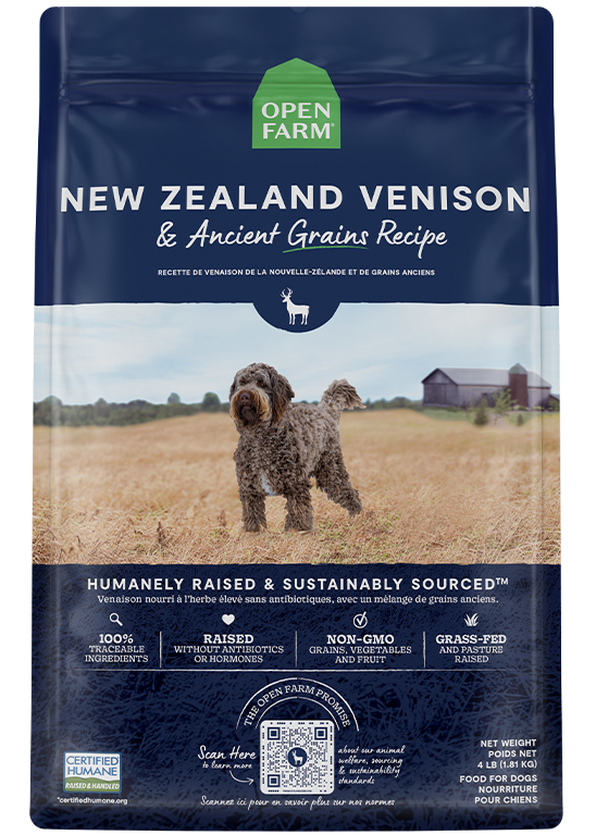 Open Farm New Zealand Venison & Ancient Grains Dry Dog Food (22 LB)