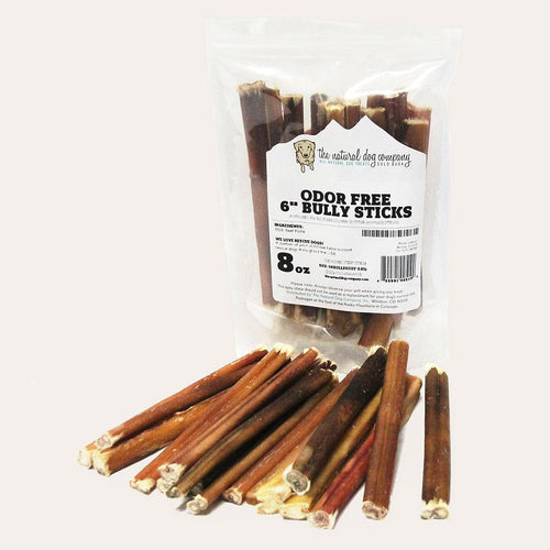 Natural Dog 6in Bully Sticks Odor Free (8oz Bag)