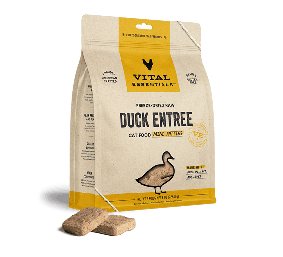 Vital Essentials Freeze-Dried Raw Duck Entree Mini Patties Cat Food