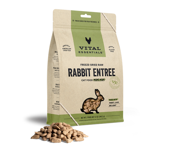 Vital Essentials Freeze-Dried Raw Rabbit Entree Mini Nibs Cat Food (3.75 oz)