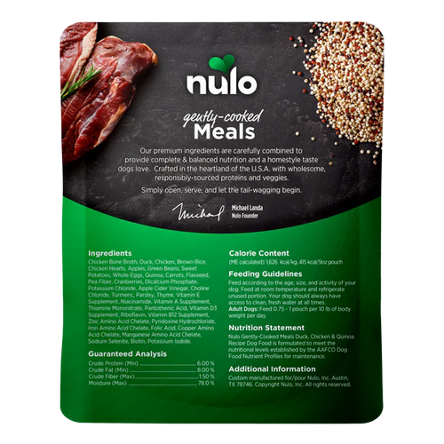 Nulo Gently-Cooked Meals Duck & Quinoa Recipe