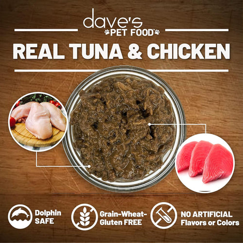Dave's Naturally Healthy Grain Free Chicken & Tuna Recipe in Saucey Paté Wet Cat Food