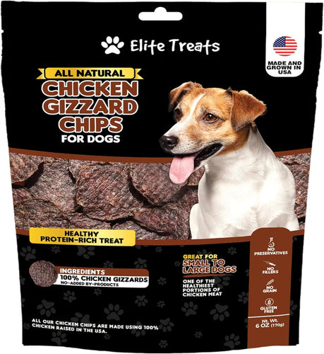 Elite Treats All Natural Chicken Gizzard Chips for Dogs