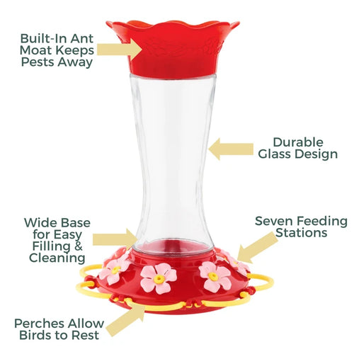 North States Nature's Yard Wildflower Glass 20 oz. Hummingbird Feeder