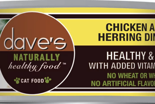 Dave’s Naturally Healthy Grain Free Canned Cat Food Chicken & Herring Dinner