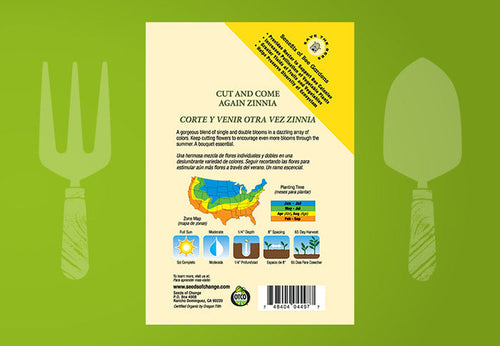 SEEDS OF CHANGE™ ORGANIC CUT AND COME AGAIN MIX ZINNIA FLOWER SEEDS