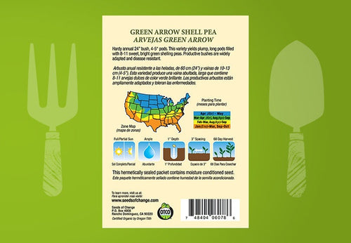 SEEDS OF CHANGE™ ORGANIC GREEN ARROW SHELL PEA SEEDS