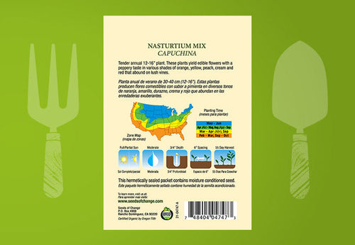 SEEDS OF CHANGE™ ORGANIC NASTURTIUM MIX FLOWER SEEDS