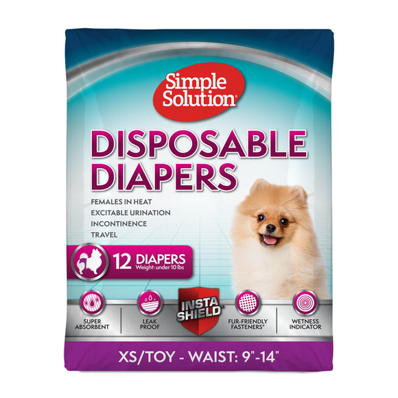 Simple Solution Disposable Female Dog Diapers - Toy/XS