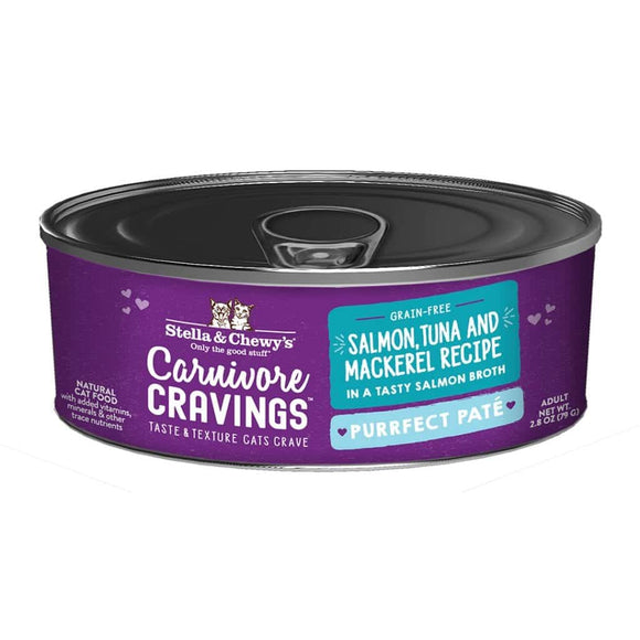 Stella & Chewy's Carnivore Cravings-Purrfect Pate Salmon, Tuna & Mackerel Pate Recipe in Broth