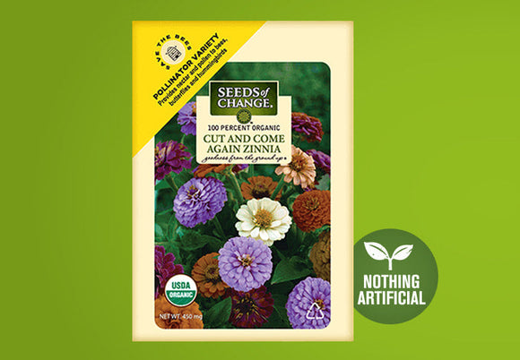 SEEDS OF CHANGE™ ORGANIC CUT AND COME AGAIN MIX ZINNIA FLOWER SEEDS