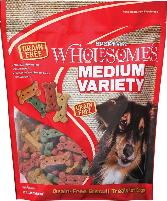 SPORTMiX Wholesomes Medium Variety Biscuits Grain Free Dog Treats
