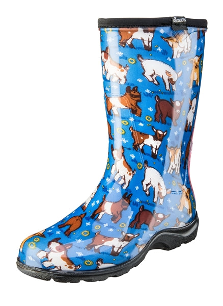 Sloggers Women's Rain & Garden Boot Goats Sky Blue Design