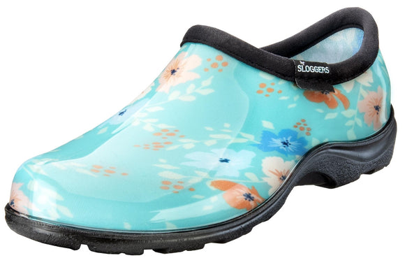 Sloggers Women's Waterproof Comfort Shoes Floral Fun Turquoise (Size 6)