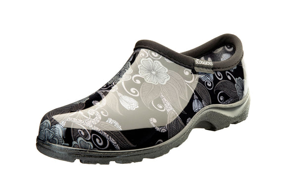 Sloggers Women's Waterproof Comfort Shoes Modern Floral Black (Size 7)