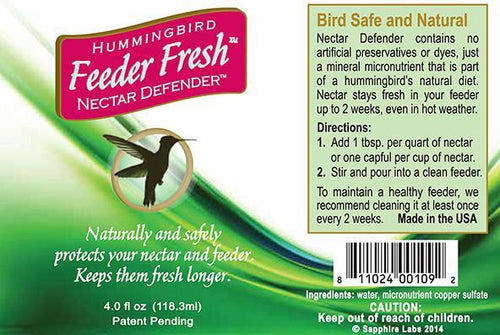 Sapphire Labs Hummingbird Feeder Fresh Nectar Defender