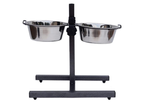 Indipets Adjustable Double Diner with 2 Stainless Steel Bowls