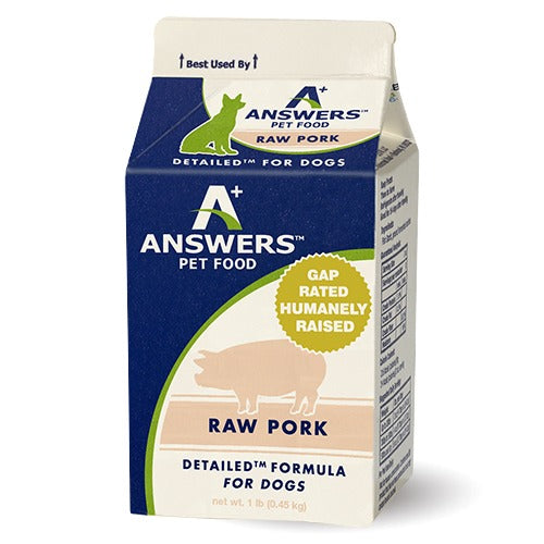 Answers Pet Food Detailed Pork Formula for Dogs - Carton