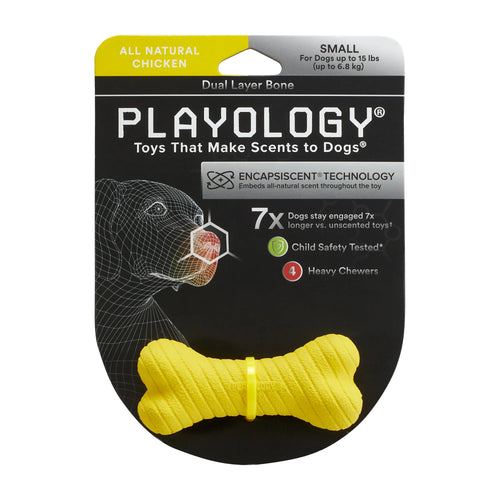 Playology Dual Layer Bone Dog Toy (Chicken Scent, Large)