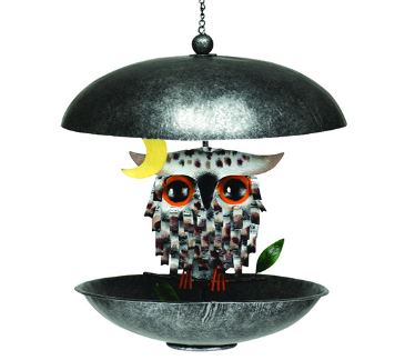 Gift Essentials Snowy Spikey Owl Bistro Bird Feeder (Gray - GEBLUEG568F)