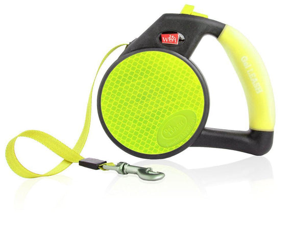 Wigzi 360 Degree Reflective Retractable Dog Leash With Gel Handle Yellow Large
