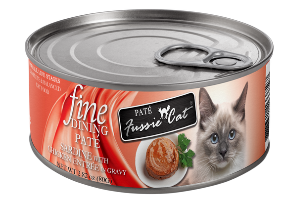 Fussie Cat Fine Dining Pate Sardine with Chicken Entree in Gravy Canned Cat Food
