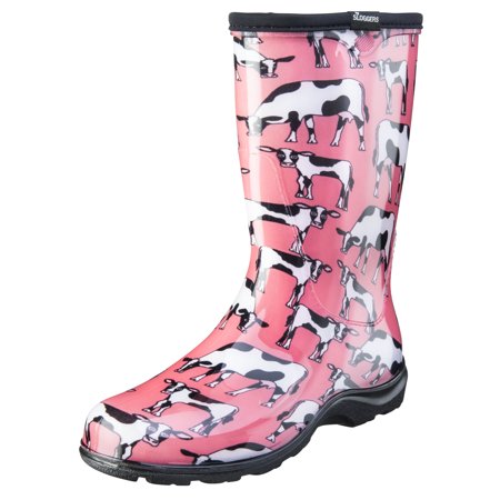 Sloggers Women's Rain & Garden Boot Bubblegum Pink Cowbella Design